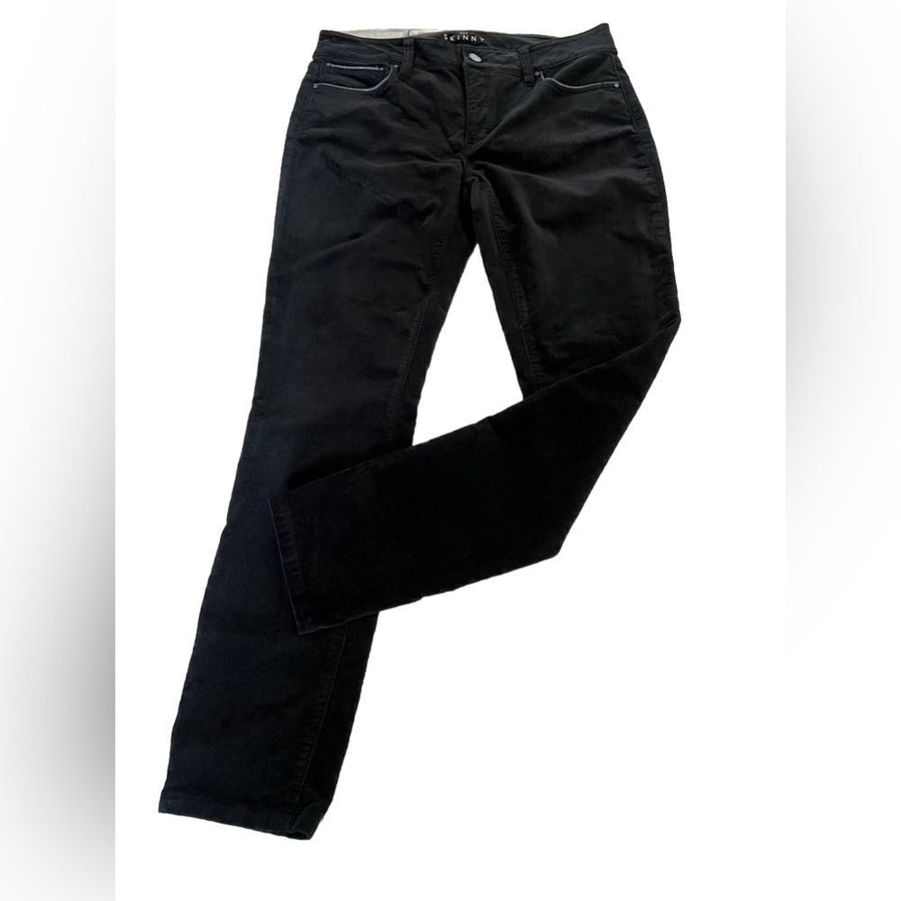 White House Black Market The Skinny Black Velvet Pants W/Silver Accents 8 32x29